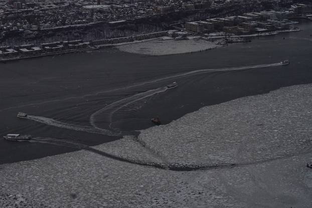 The Hudson River as seen from an observation deck at the Edge, at Hudson Yards in New York City