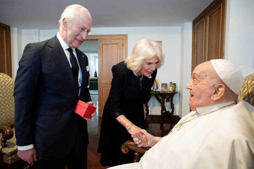 Pope Francis meets with Britain's King Charles and Queen Camilla at the Vatican