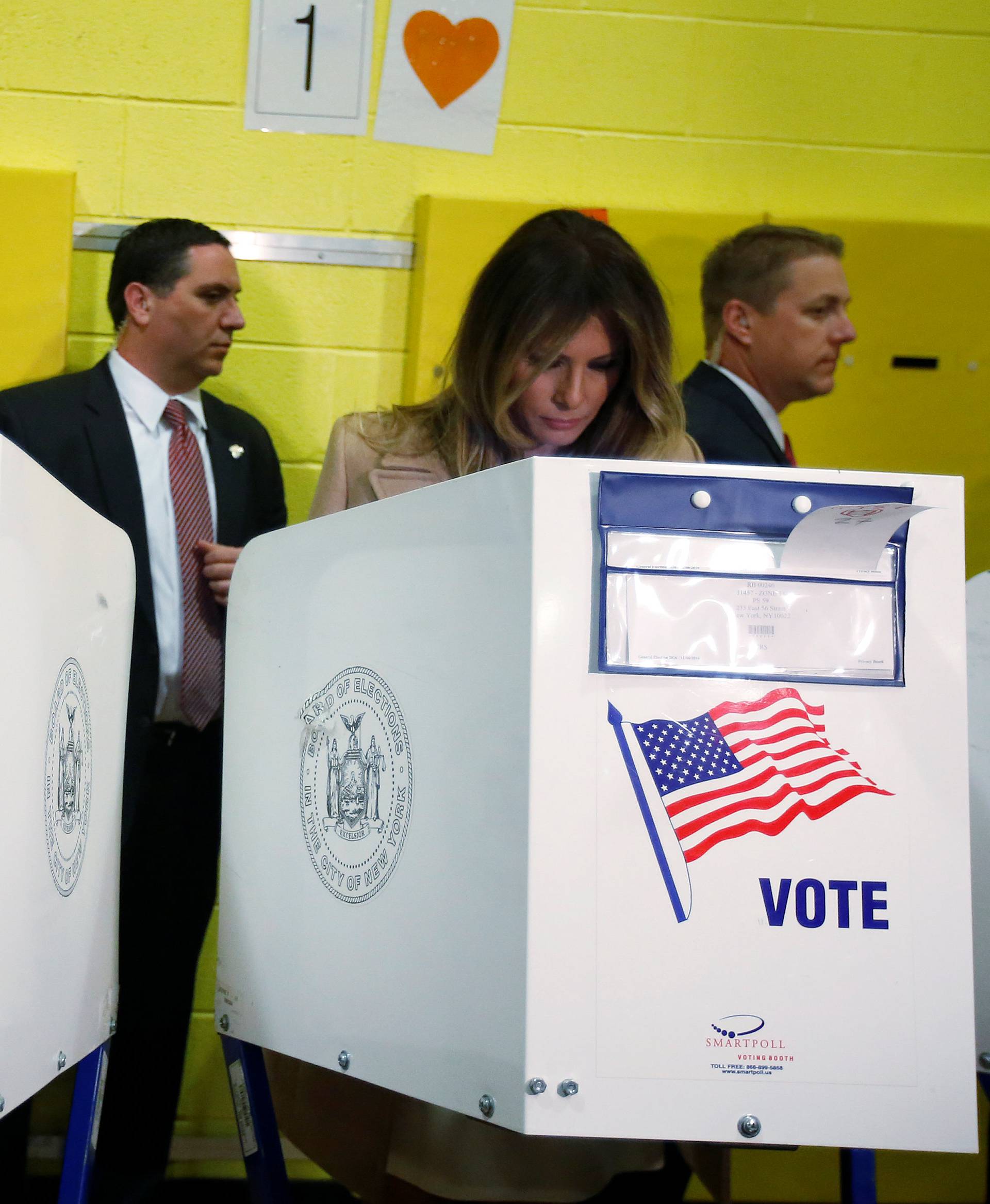 Republican presidential nominee Donald Trump and his wife Melania Trump vote at PS 59 in New York