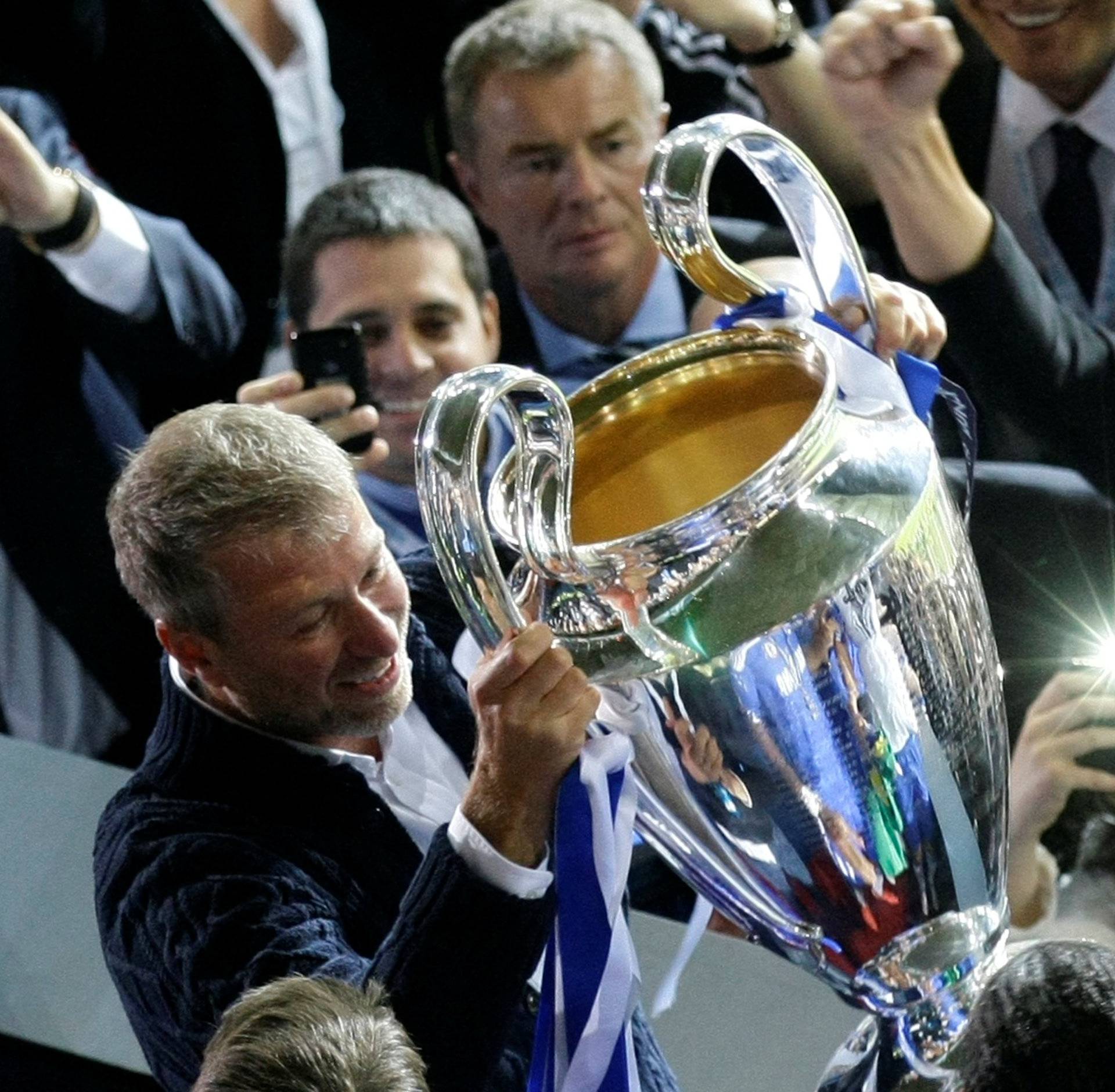 FILE PHOTO: Chelsea owner Abramovich lifts the UEFA Champions League trophy after winning the final soccer match against Bayern Munich at the Allianz Arena in Munich