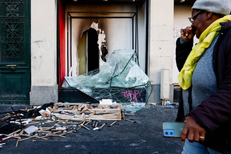 Aftermath of clashes during a national day of protests against the cost of living and rising fuel prices, in Paris
