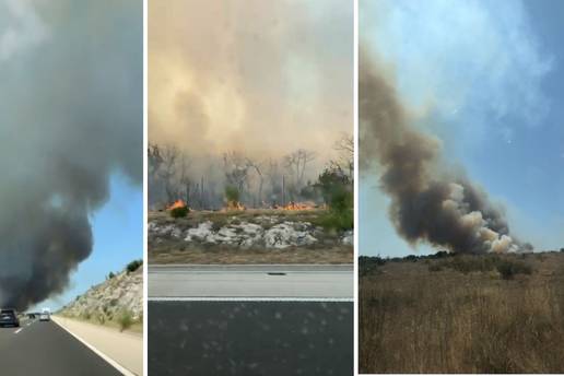 VIDEO Gori kod Benkovca! Vatra je blizu kuća. Dim je prekrio dio autoceste, ograničili su brzinu