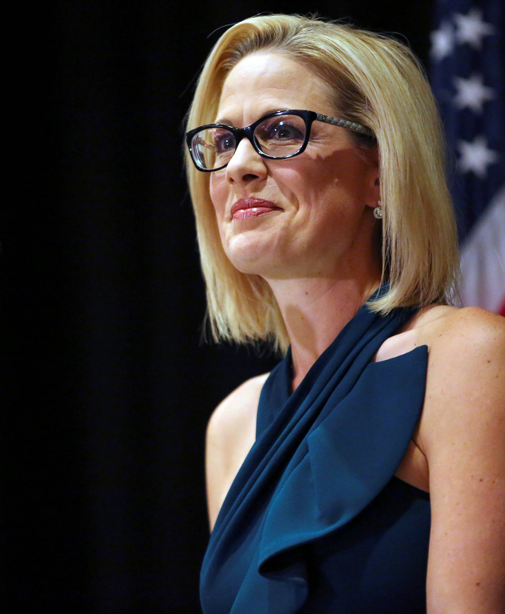 Democratic candidate Sinema speaks to supporters after officially winning the U.S. Senate race in Phoenix