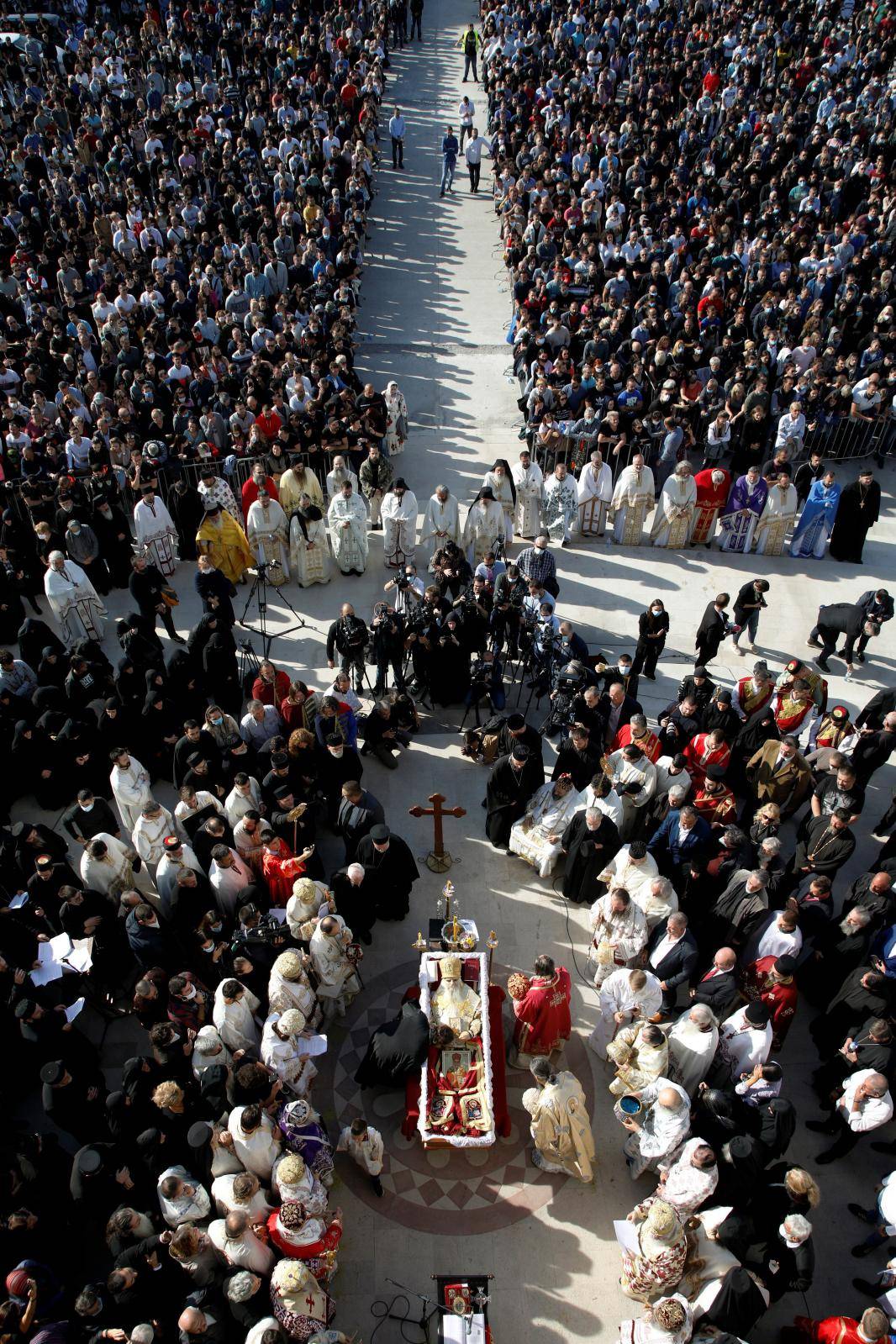 The funeral of Metropolitan Amfilohije Radovic, the top cleric of the Serbian Orthodox Church in Montenegro, in Podgorica