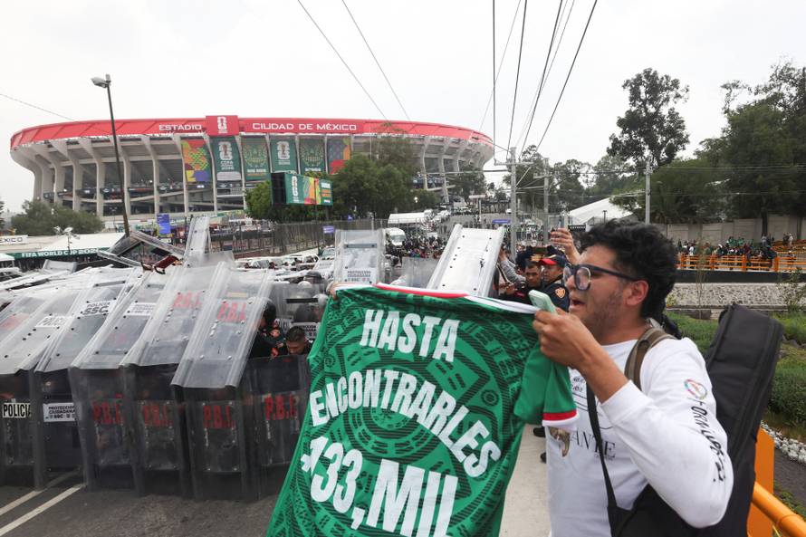 Protest march ahead of the opening match of the 2026 FIFA World Cup in Mexico City