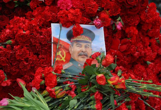 People attend a ceremony marking the anniversary of Soviet leader Josef Stalin's death in Moscow