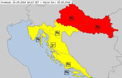 Izdano crveno upozorenje za Slavoniju i središnju Hrvatsku