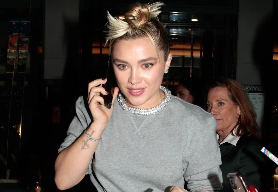 Florence Pugh leaving Valentino dinner at Caviar Kaspia in Paris