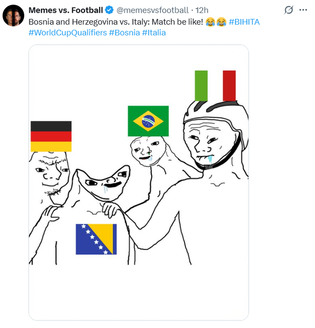FOTO Društvene mreže pune su memova koji ismijavaju poraz Italije u Zenici: 'Pasta la vista!'