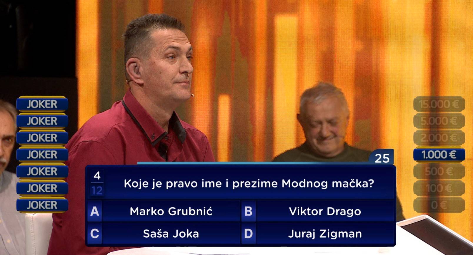 Profesionalni vojnik briljirao je u početku kviza 'Joker', a onda kući otišao praznih ruku