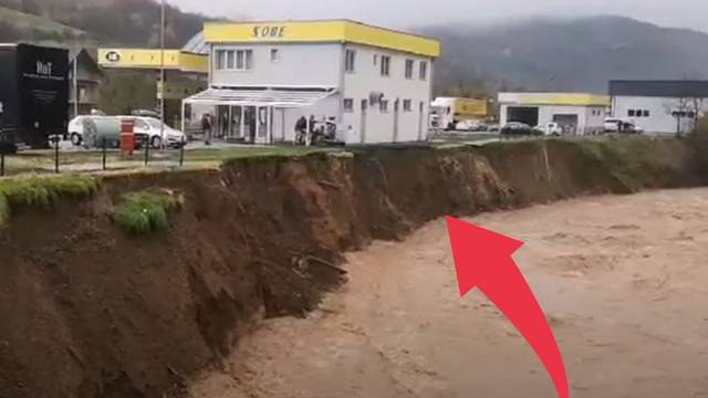 VIDEO Drama u BiH: Nabujala rijeka mogla bi progutati benzinsku pumpu i motel