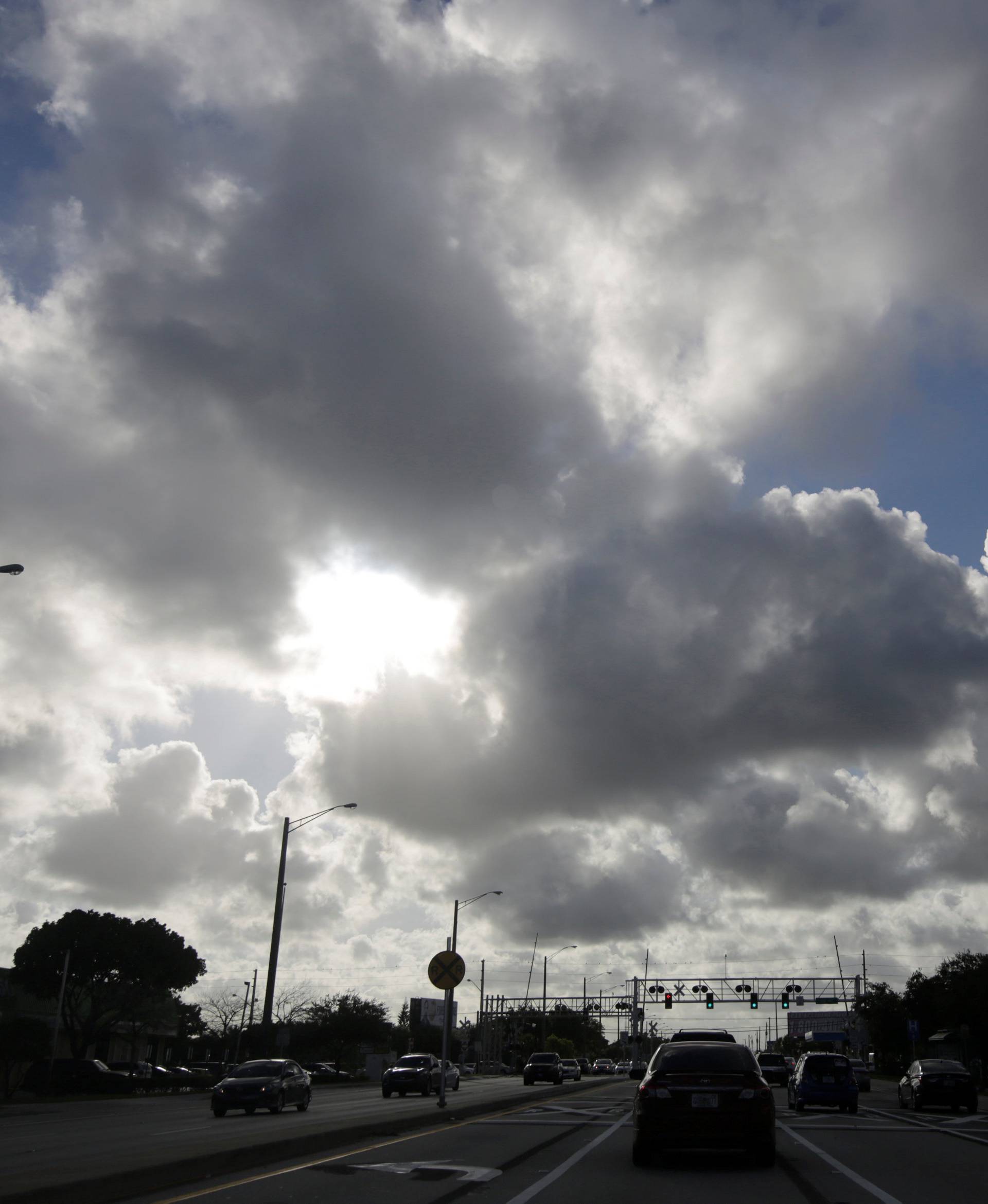 Cars are seen along Deerfield beach near Coral Springs while Hurricane Matthew approaches in Florida