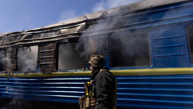 Aftermath of a Russian military strikes in Kherson