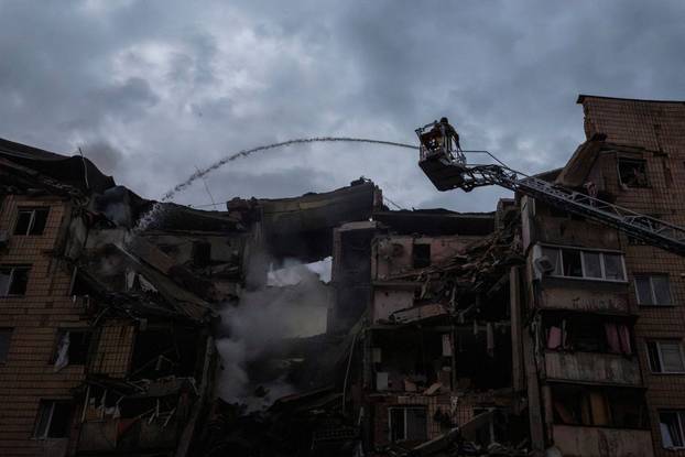 Aftermath of Russian missile and drone attack in Kyiv