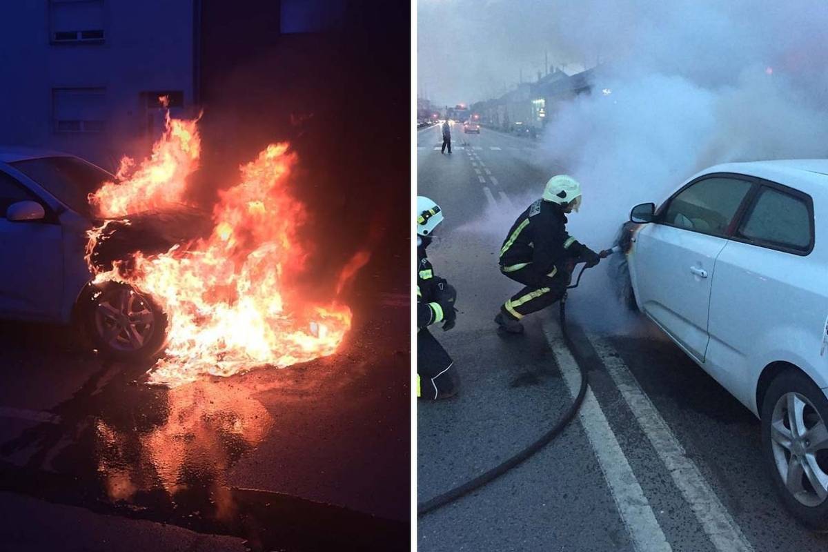 FOTO Vatrogasci u akciji: Usred vožnje u Osijeku planuo auto