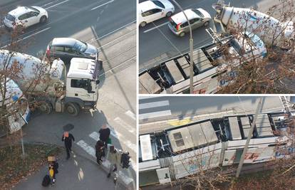 Tramvaj se sudario s mješalicom u Zagrebu: 'Nešto je iscurilo'