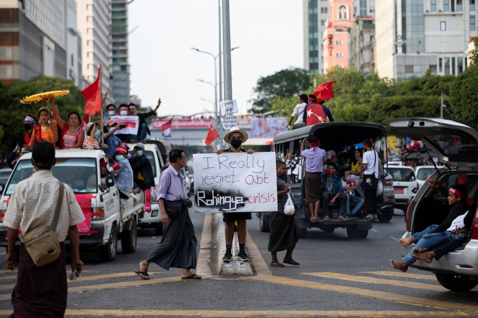 Protest against the military coup continues, in Yangon