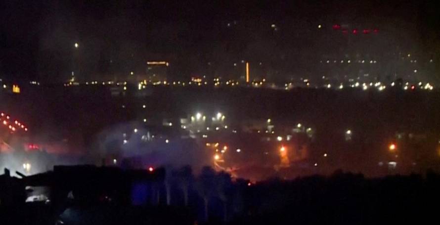 Smoke rises from a missile attack in Erbil