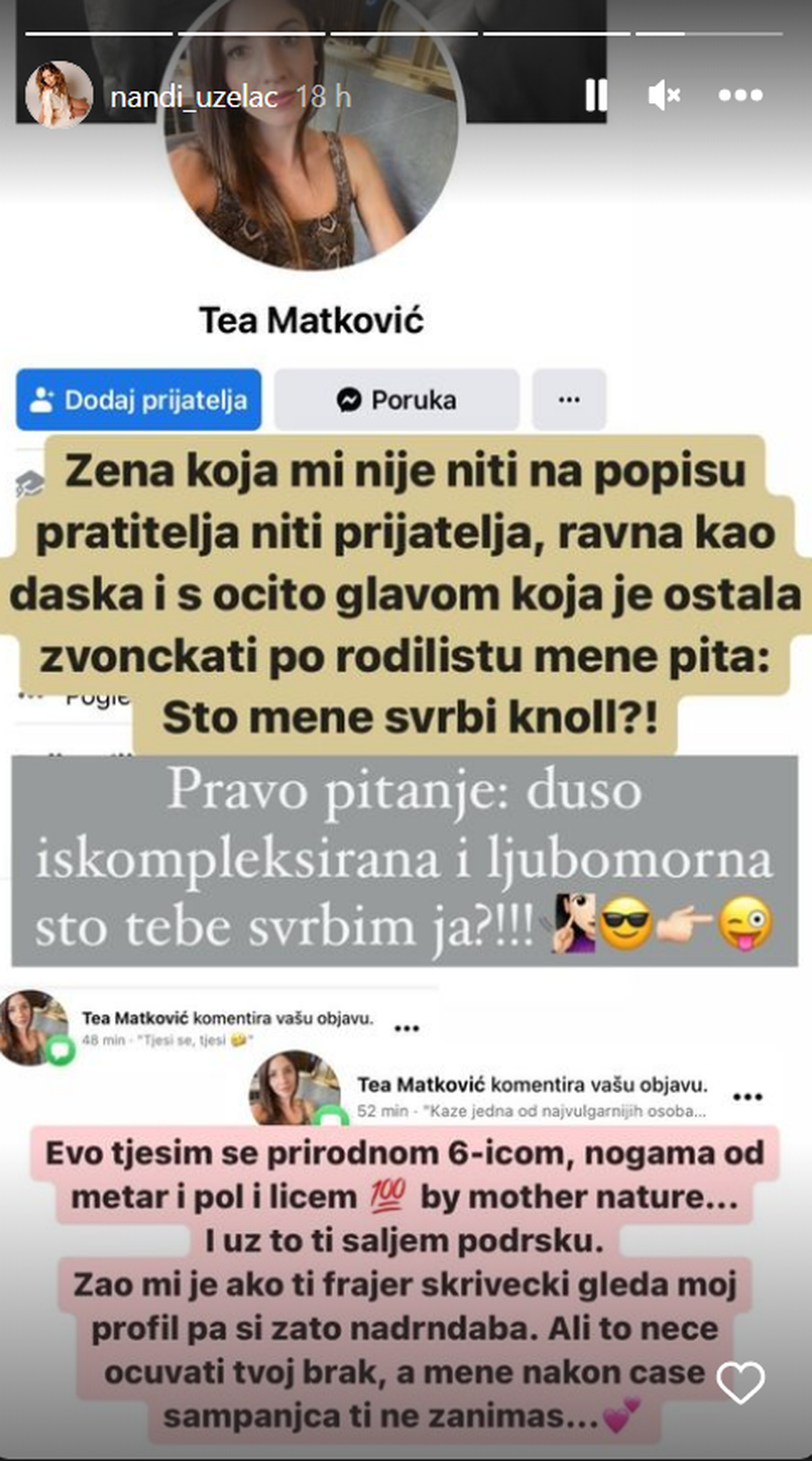 Nandi napala Knoll: 'Ja imam prirodnu 6-icu i noge od metar i pol, a Ivana koristi Photoshop'