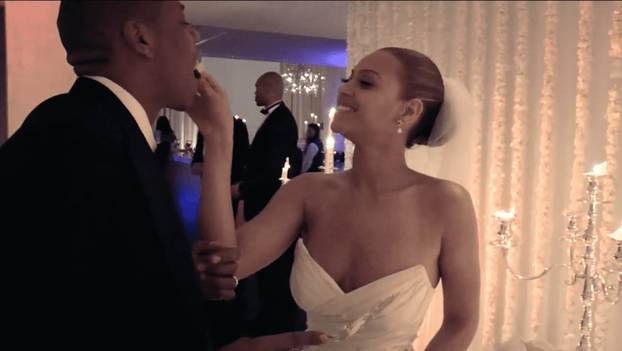 Jay-Z and Beyoncé on their wedding day April 4, 2008