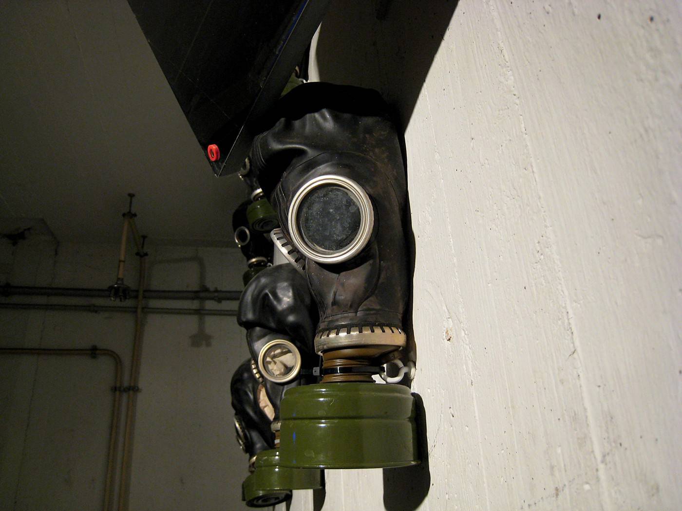 Gas masks wait for users nearly two decades after the end of the Cold War there are still concerns about possible nuclear attack.