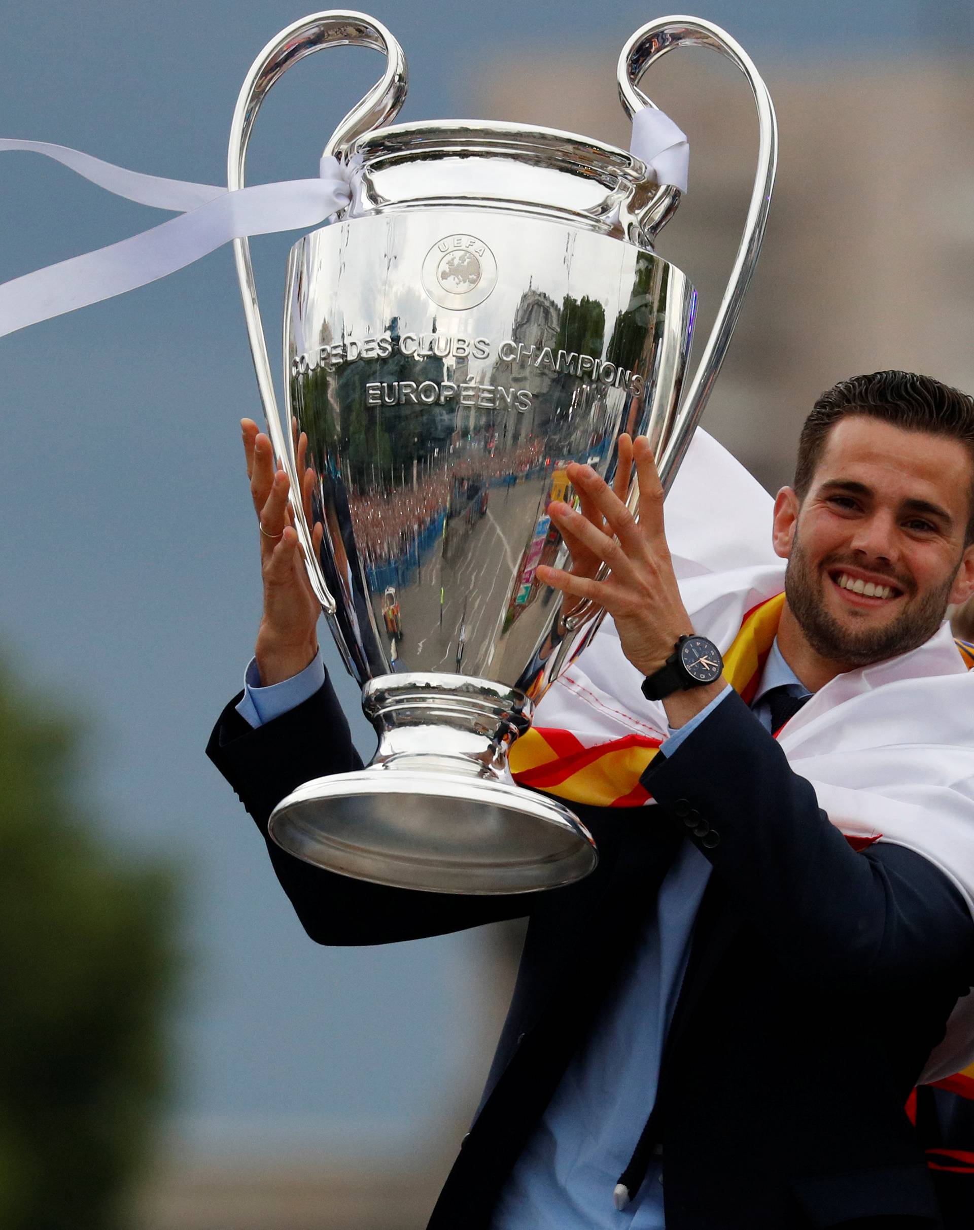 Real Madrid celebrate winning the Champions League Final