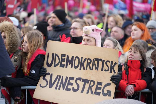 Protest in front of the Danish Parliament in Copenhagen