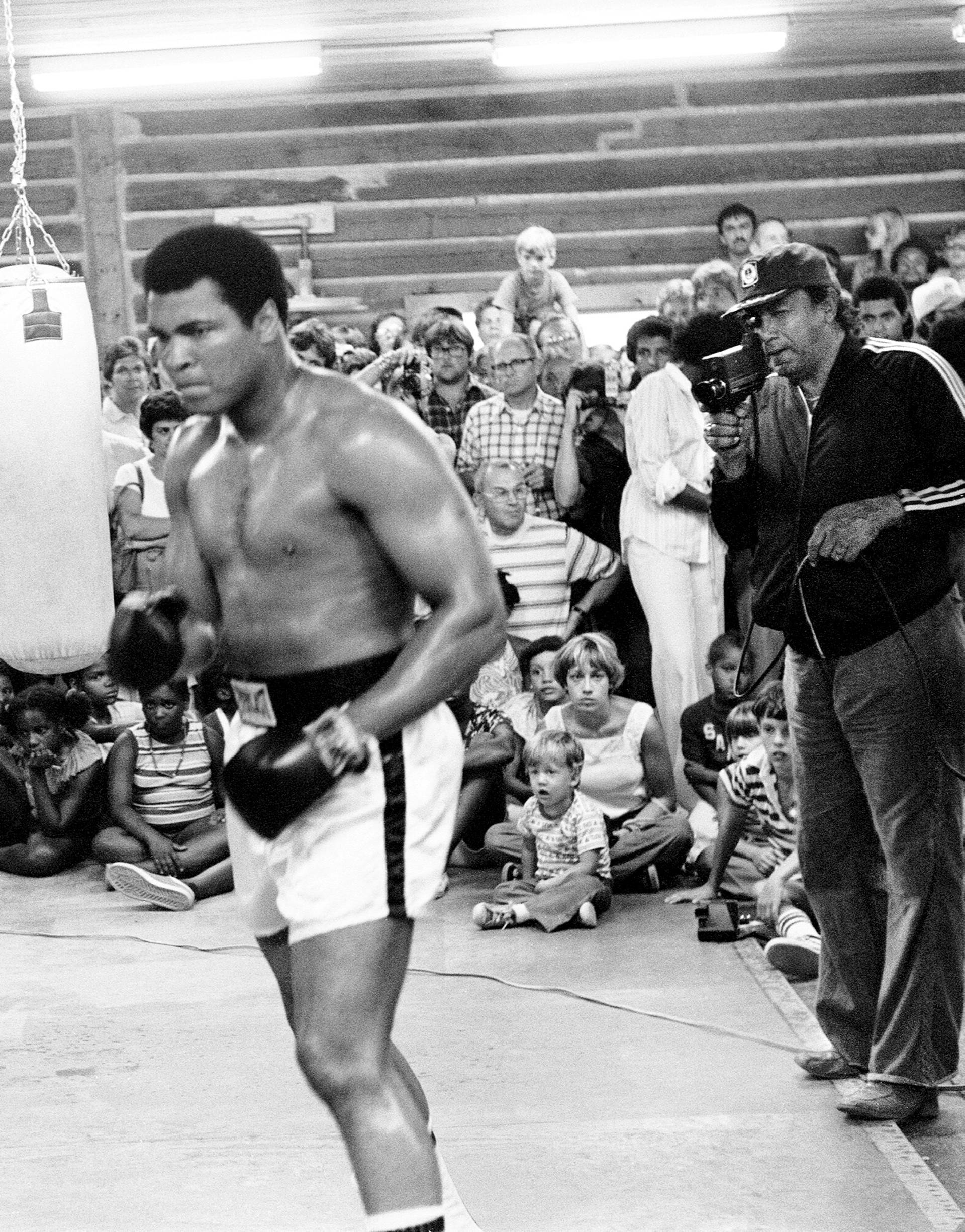 Muhammad Ali trains for his second fight with Leon Spinks in New Orleans