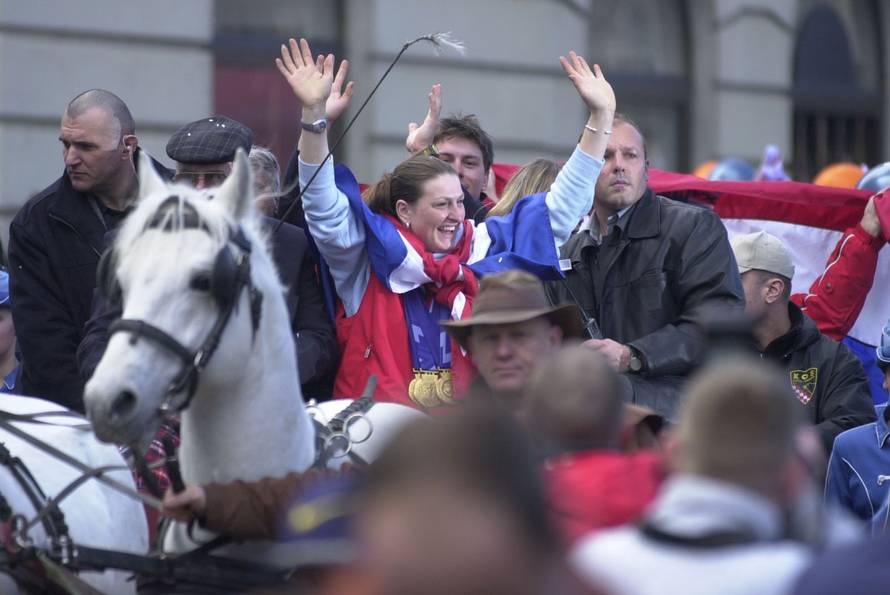 Janica kostelić - doček u Zagrebu 2002.