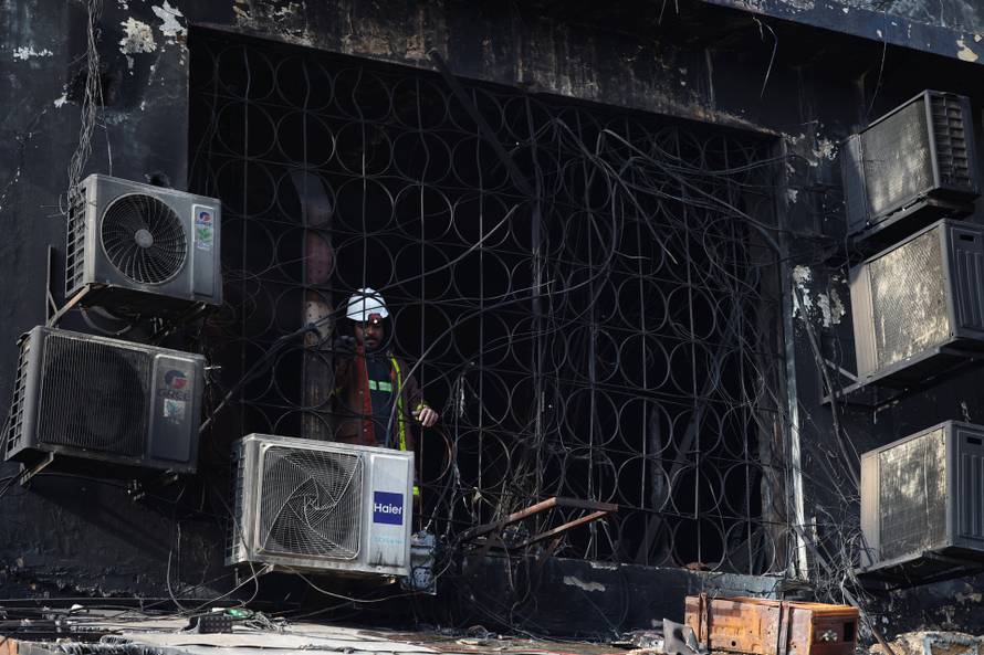 Aftermath of fire in a shopping mall in Karachi