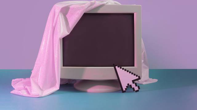 Vintage,Style,Concept,With,Old,Monitor,Screen,And,Glitter,Fabric.