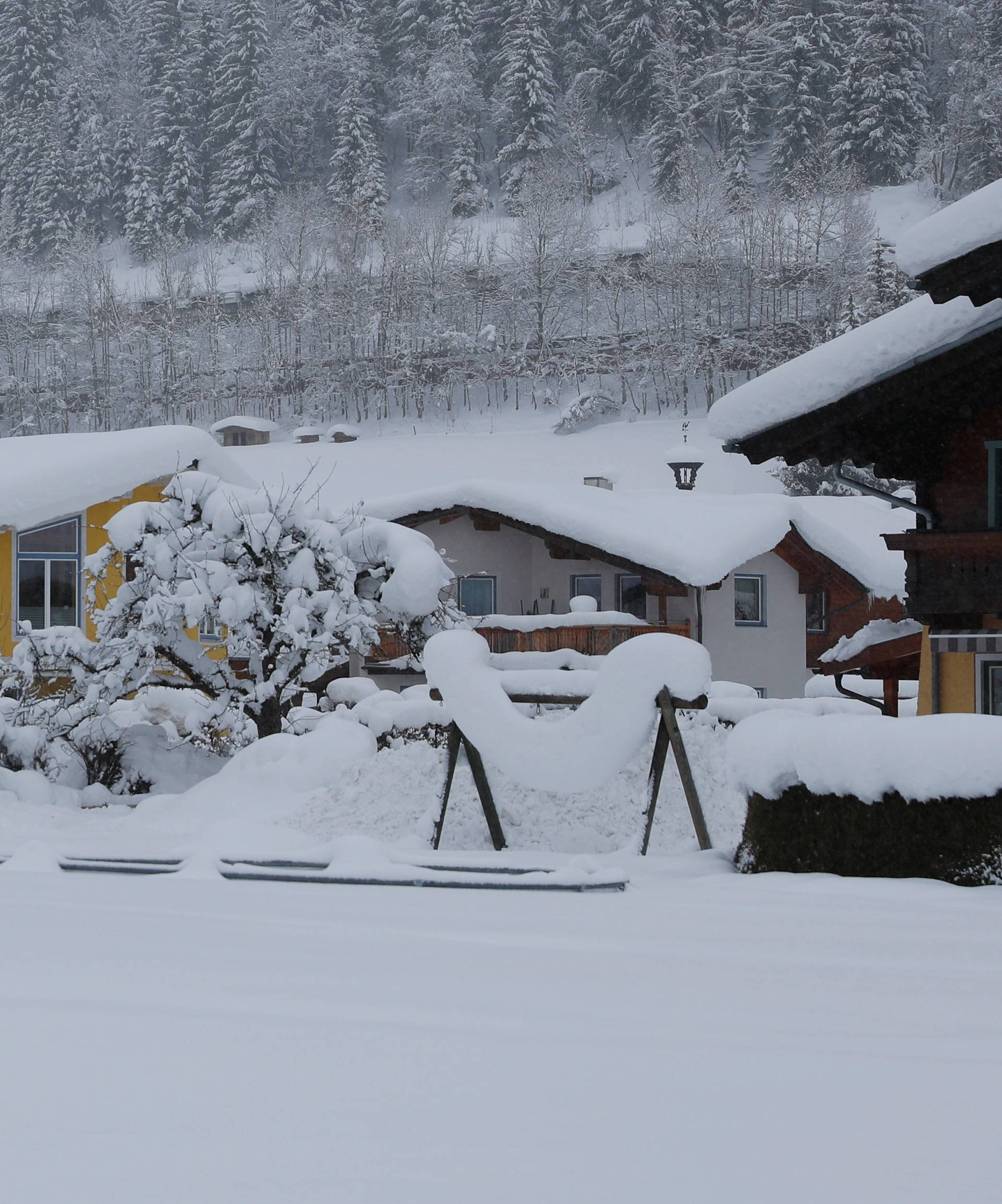 Houses are seen after heavy snowfall in Flachau