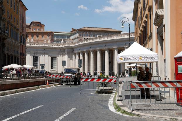 Aftermath of car breaking through Vatican barriers