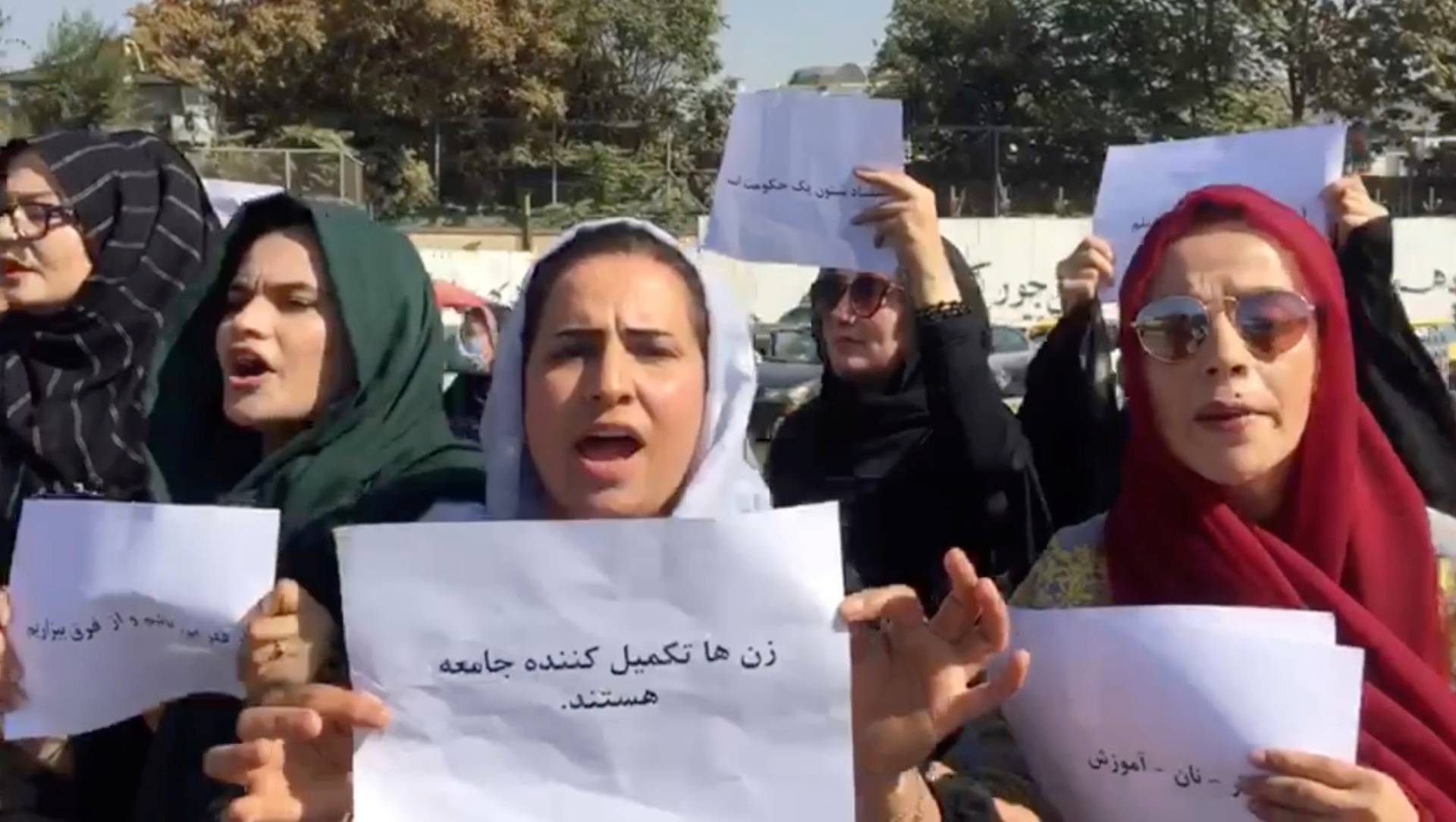 Women protest outside the Arg Presidential Office in Kabul