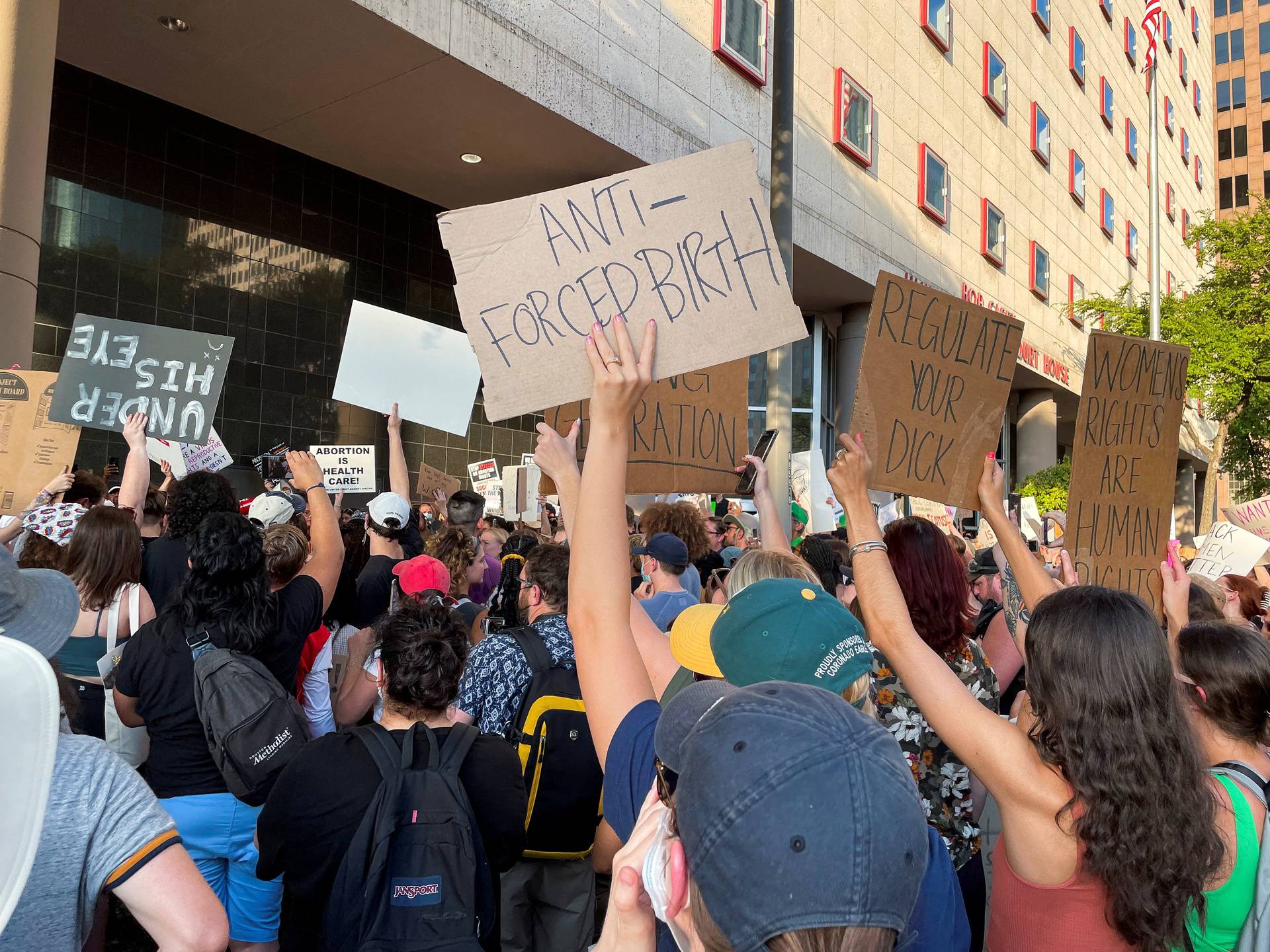 Protesters stand against abortion bans in Texas