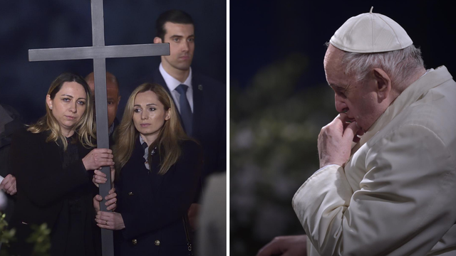 Križni put u Rimu: Papa plakao i molio za mir, ruska i ukrajinska obitelj zajedno nosile križ