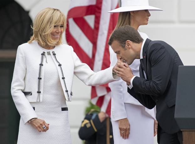 The arrival ceremony of the President of France and Mrs. Macron at the White House