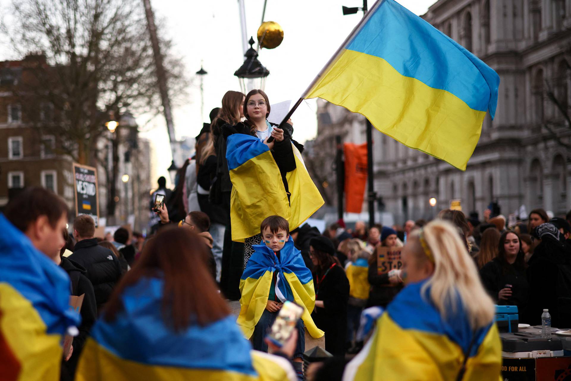 People demonstrate against Russian invasion of Ukraine, in London