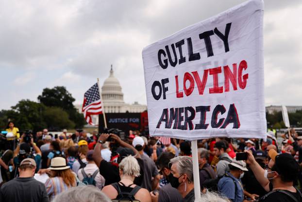 Supporters of defendants being prosecuted in the January 6 attack on the U.S. Capitol hold a rally in Washington