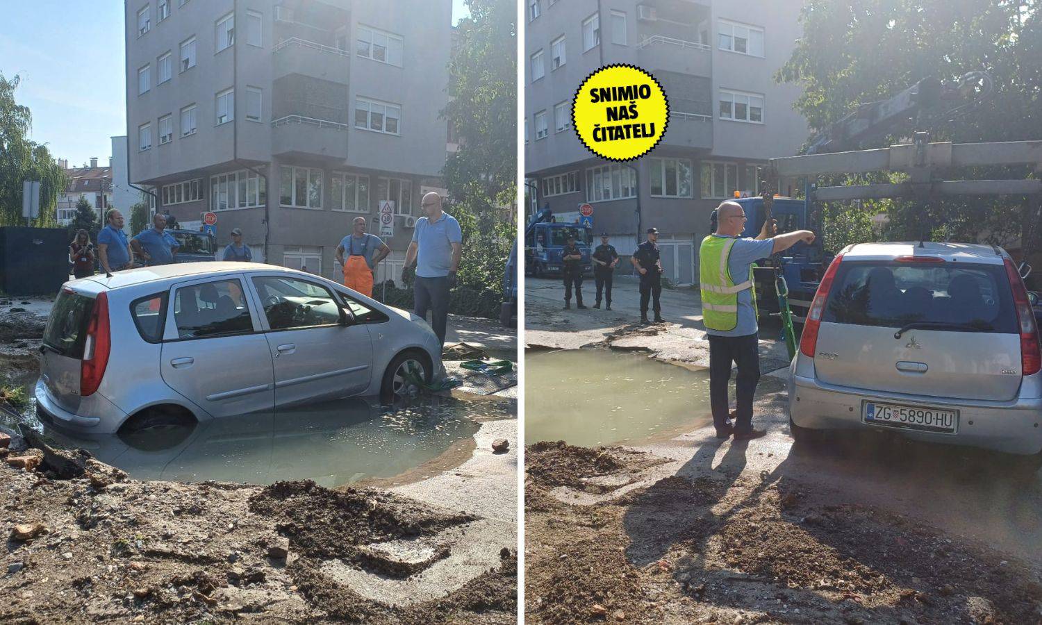 VIDEO Rupetina progutala pola auta na Trešnjevci, voda ušla i u podrume: 'Svi će dobiti odštetu'