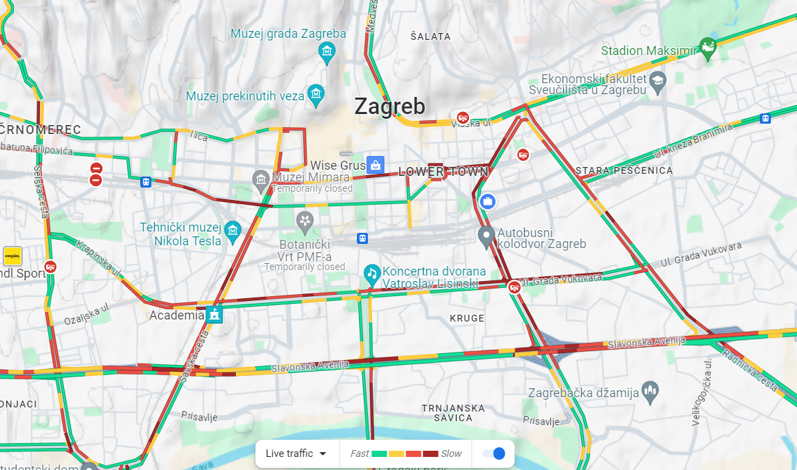 Prometni kaos u Zagrebu, gužve na cestama uoči utakmice...