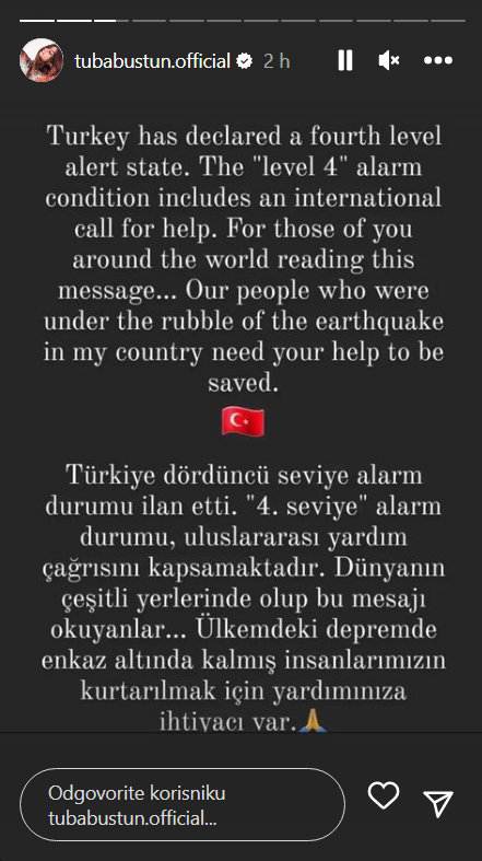 Turske zvijezde o potresu: 'Kakva katastrofa, vijesti su jako loše. Molimo za stradale'