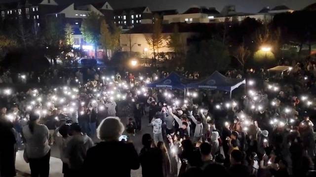 People protest at Communication University of China in Nanjing