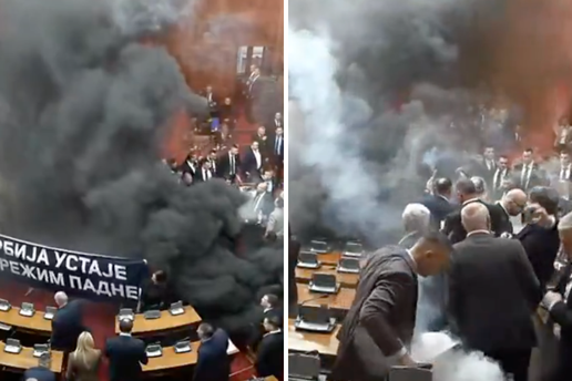 VIDEO Potukli se u parlamentu u Srbiji, gađali jajima i bocama: 'Zastupnica se bori za život'