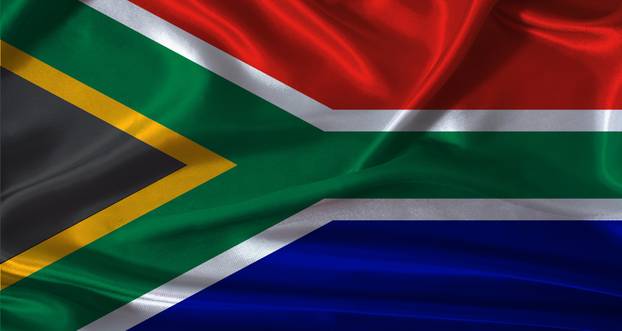 National flag of South Africa with cloth texture. South Africa flag with realistic texture background