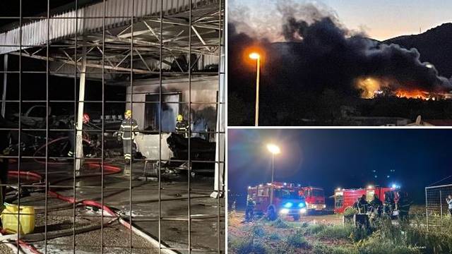 VIDEO Požar u Kaštel Štafiliću: Izgorjeli gumenjaci u hangaru