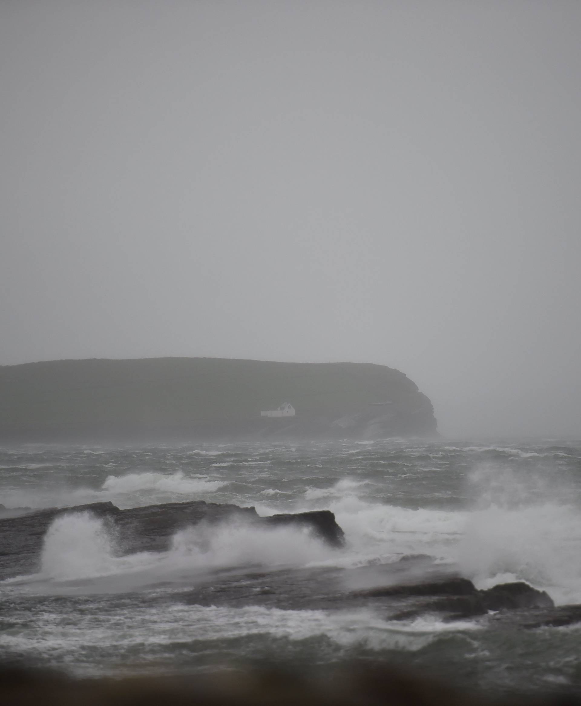 Storm Ophelia whips up the sea as it makes landfall along County Clare peninsula of Loop Head