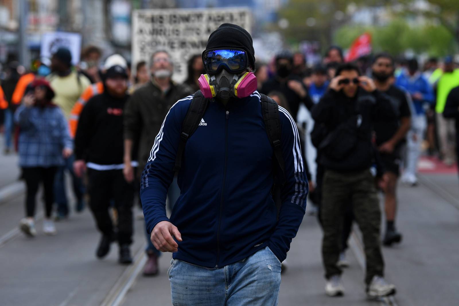 Protesters gather during a "The Worldwide Rally for Freedom" demonstration in Melbourne