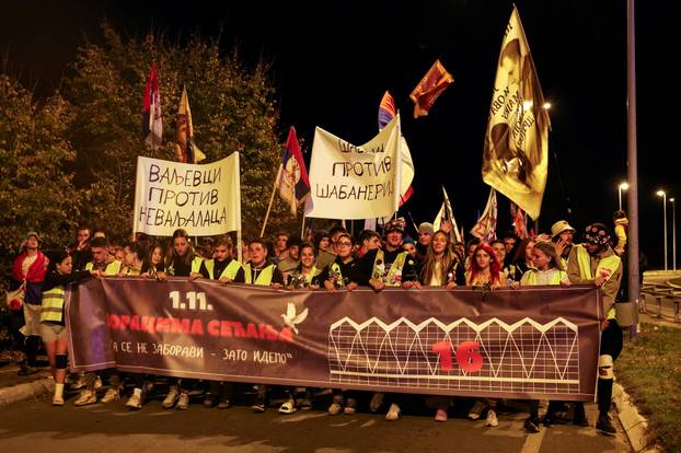 Demonstrators protest to mark the first anniversary of the fatal November 2024 Novi Sad railway station canopy collapse, in Novi Sad