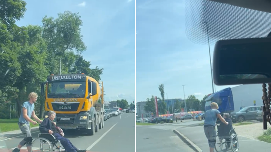 VIDEO Svaka čast: Vozač izašao iz kamiona u Zagrebu i ženi u kolicima pomogao prijeći cestu